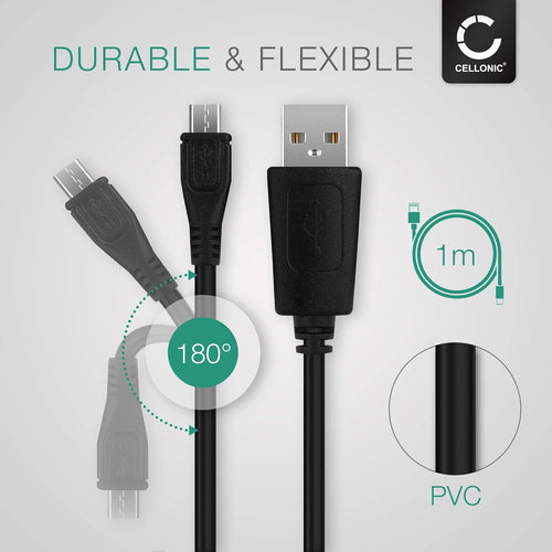 CELLONIC Camera USB Cable Replacement for Panasonic Lumix DC-FZ82 FZ2000 GX800 TZ90 DMC-GX80 GX9 G80 DMC-TZ81 TZ101 HC-V180 V380 V770 V777 DMC-LX15 Charger 1m Lead Fast Charging Data Cable 1A
