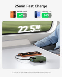 INIU 20000mAh Power Bank 22.5W PD3.0 QC4.0 USB-C Fast Charge Portable Battery Green