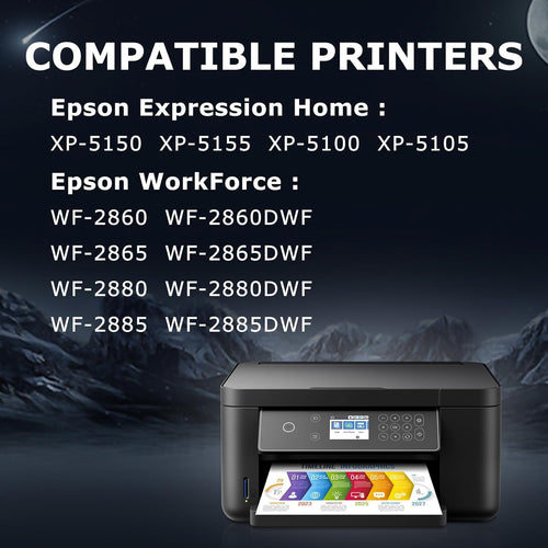 DOUBLE D 502XL Ink Cartridges for Epson 502 502XL Ink Multipack, Work for Epson Expression Home XP-5100 XP-5105 XP-5150 XP-5155 Workforce WF-2860 WF-2865 WF-2880 WF-2885 Printer, 4 Pack