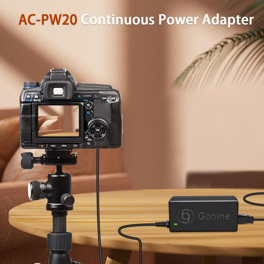 Gonine AC-PW20 AC Power Adapter NP-FW50 Dummy Battery Kit for Sony Alpha ZV-E10 A7 A7R A7S A7II A7RII A7SII A6500 A6400 A6300 A6100 A6000 A5100 A5000 RX10 II III IV NEX-3 NEX-5 NEX-7 Camera