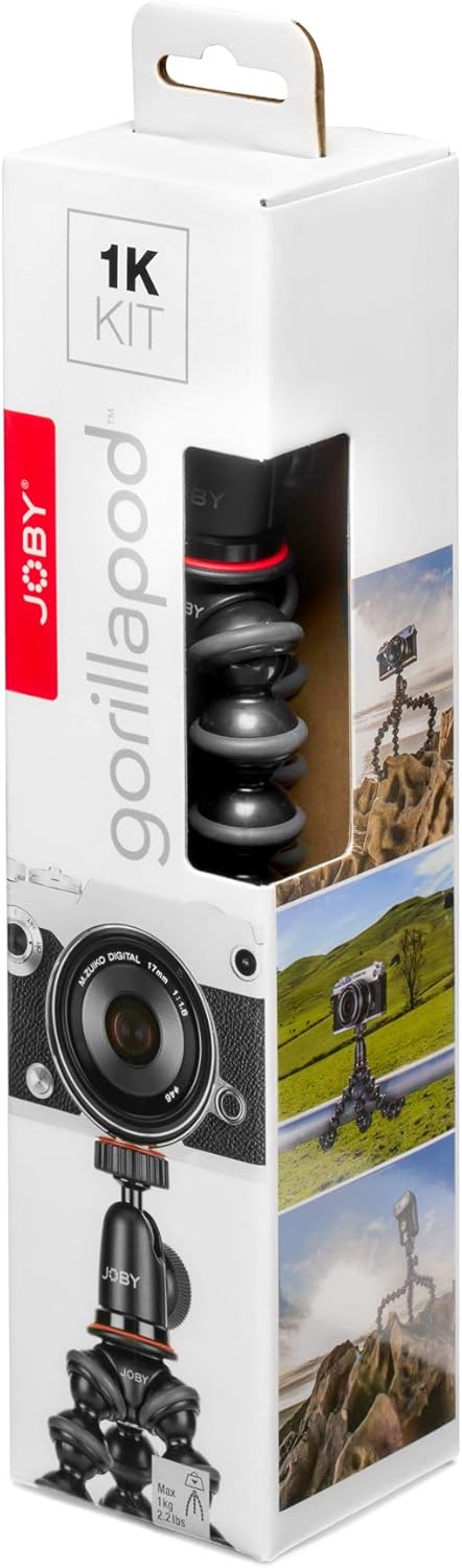 JOBY Vert 3K, L-Bracket for Photos and Videos, Combinable with GorillaPod 3K Kit, Table Tripod for Mirrorless and CSC Cameras, Vlogging Camera, YouTuber and Tik Toker Content Creation , Red