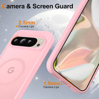 for Google Pixel 9 Pro XL Case, Compatible with MagSafe, Military-Grade Protection, Slim Translucent Matte Skin Feeling Back Cover, Anti-Scratch Shockproof Phone Case for Pixel 9 Pro XL (Pink)
