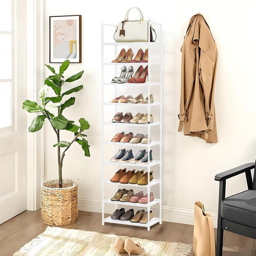 barsone Shoe Rack 10 Tier Tall Shoe Racks Storage,20-25 Pairs shoe storage Metal Shoe Shelf, Stackable Shoe Stand Organizer for Narrow Space Closet Entryway Hallway