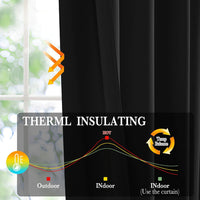 Blackout Curtain Thermal Extra Wide Pencil Pleat for Hotel Black 94 x 96 Inch