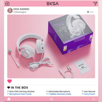 EKSA E900 Wired Gaming Headset for Xbox One - PC Headset with Detachable Noise Cancelling Microphone, 3D Stereo Sound 50mm Driver- Gaming Headphones for Xbox S/X, PS4 PS5, Switch, Laptop (Pink)