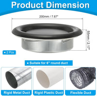 Round Ceiling Diffuser Metal Adjustable Air Vent Duct Cover Set of 2 Black