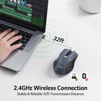 acer Wireless Mouse, INCL Batteries 3 Adjustable DPI Ergonomic Computer Mouse 2.4GHz with USB Receiver, 6 Buttons, Cordless Optical Tracking, Battery Indicator, Portable Mice Wireless for Laptop, PC, Desktop, Mac