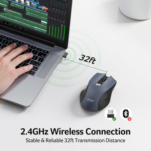acer Wireless Mouse, INCL Batteries 3 Adjustable DPI Ergonomic Computer Mouse 2.4GHz with USB Receiver, 6 Buttons, Cordless Optical Tracking, Battery Indicator, Portable Mice Wireless for Laptop, PC, Desktop, Mac