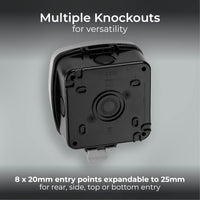 BG Electrical Outdoor Single Switched Power Wall Plug Socket, Decorative Weatherproof, Stainless Steel Black, 13A, IP66 Rated, WPL21