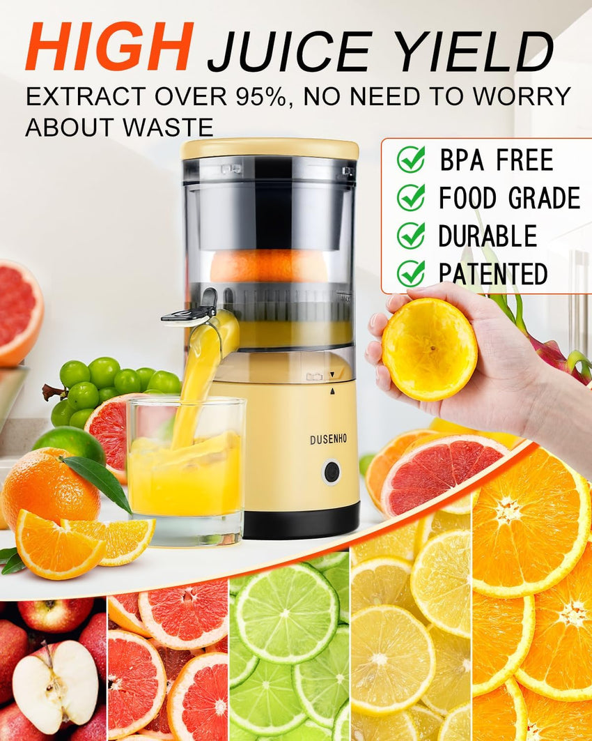 Electric Citrus Juicer Rechargeable - Electric Juicer Machines with USB and Cleaning Brush Portable Compact Juicer for Orange, Lemon, Limes