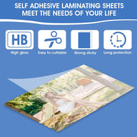 Dimeho 48 Pack Self Sealing Laminating Sheets 4x6 No Machine Self Adhesive Clear Laminate Sheet No Heat Transparent Gloss Finish Waterproof Laminator Sheets for Business Card Photo Stickers