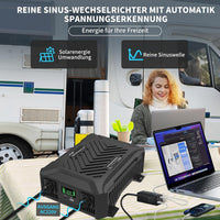 Pure Sine Wave Inverter 12/24V to 240V 1200W/2300W Rated Peak 2000W/4000W 2 UK Sockets USB LCD â 12/24V