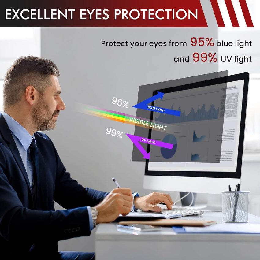 SOPPY 2 Pack 24 Inch Computer Privacy Filter, Removable Privacy Screen Protector, Anti Blue Light, Anti-Glare, Fits 24" Widescreen Monitor 16:9, HP, Dell, Acer, Lenovo, Asus