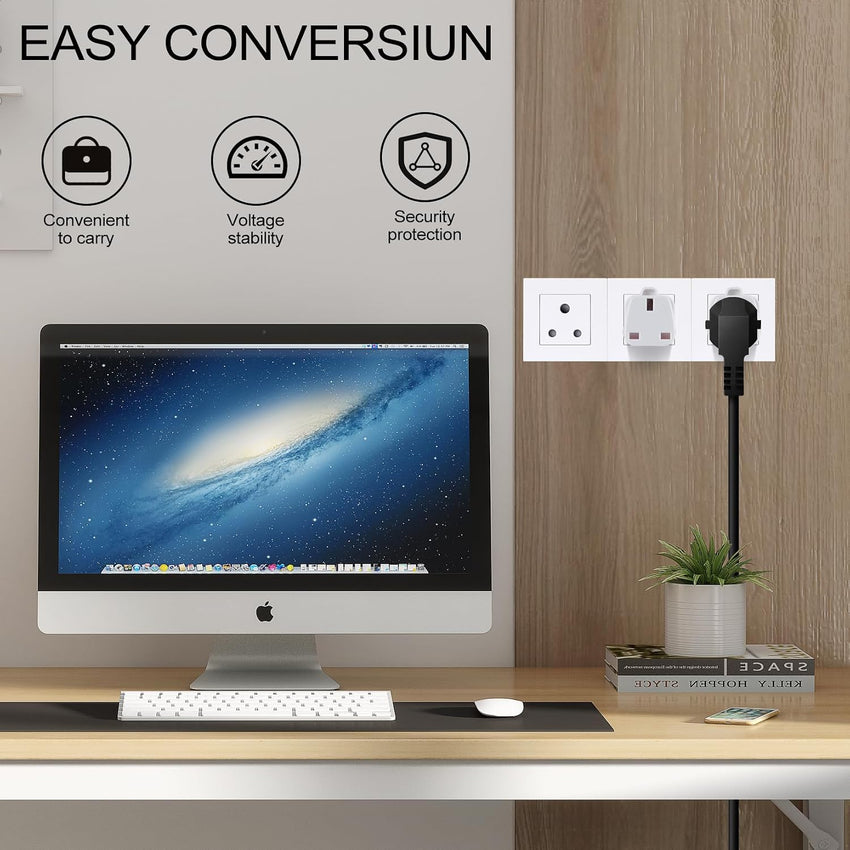 2-Pack UK to South Africa Plug Adapters South Africa Power Converter Grounded Universal Travel Adapter 3 Pin South Africa, Ghana, Bahrain, Mauritius etc International Type M Plug (White)