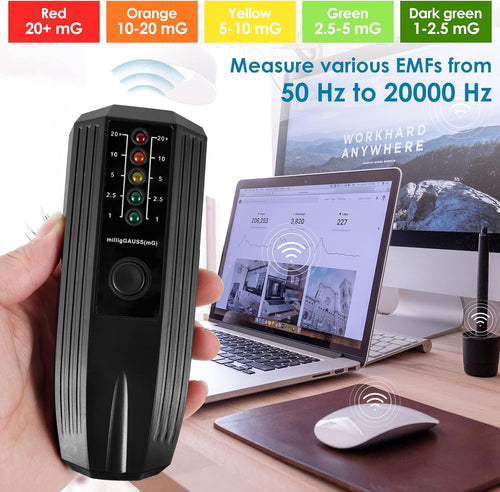 EMF Meter + battery High Accuracy Electromagnetic Field Radiation Detector Battery Powered Electric EMF Detector Ghost Hunting Paranormal Equipment Tester for Industrial and Construction