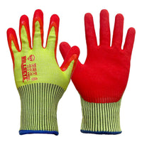 Cut-Resistant Work Gloves Nitrile Palm Enhanced Grip Red/Hi Vis Yellow L 2pc