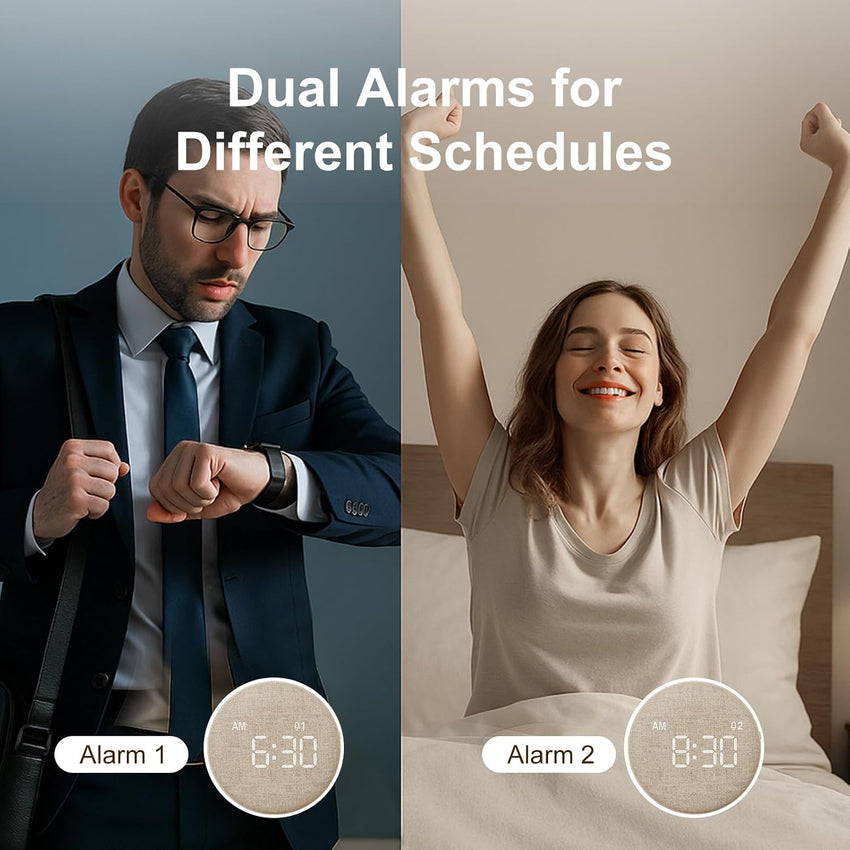 Vibrating Travel Alarm Clock Dual Alarm Heavy Sleepers Compact Black