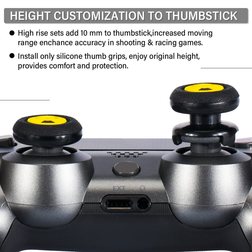 FPS Thumbstick Extender & 3D Texture Rubber Silicone Grip Cover 2 Sets for PS5 Dualsenese & PS4 Controller (Radiation Black)