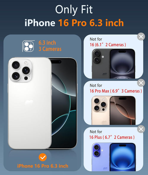 FNTCASE for iPhone 16 Pro Case: iPhone 16 Pro Phone Clear Case Magnetic Military Grade Drop Protection Anti Yellowing Cell Phone Cover - Rugged Shockproof Protective Bumper Transparent Cases - Gray