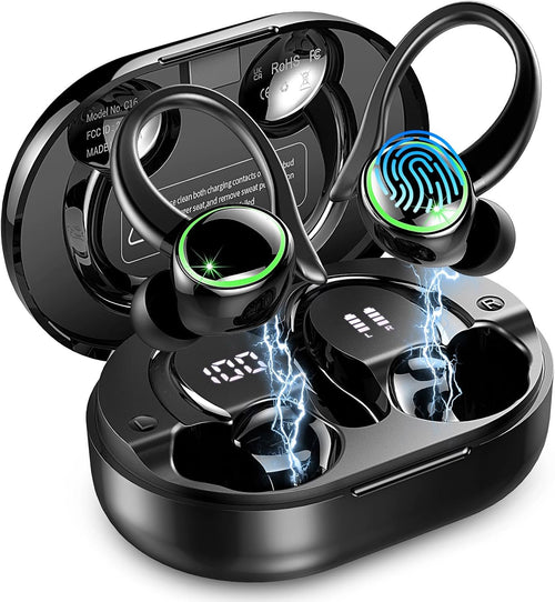 Wireless Earbuds Bluetooth 5.4 Sport ENC 4 Mics 50h Playtime Black
