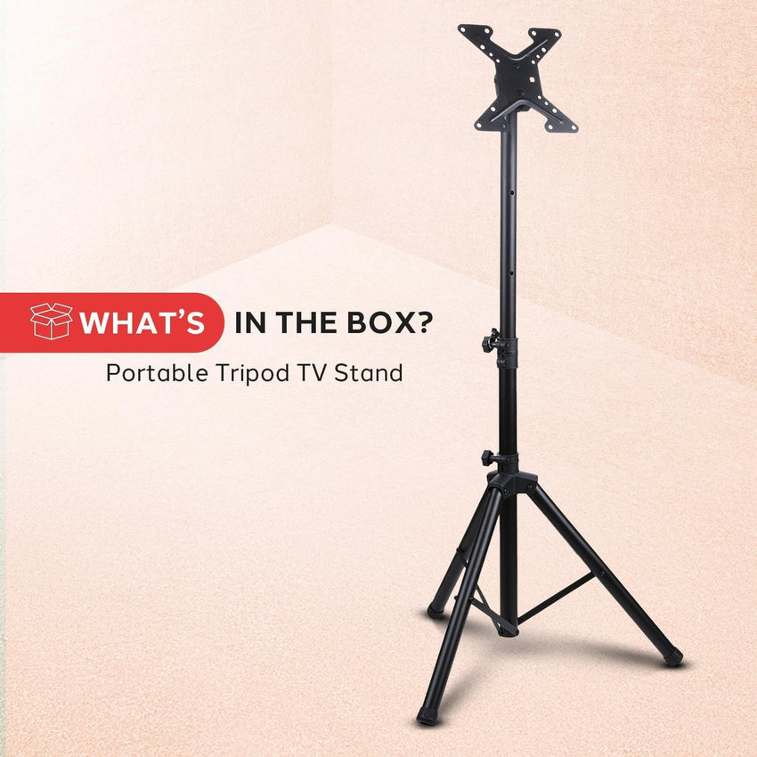 Premium LCD Flat Panel TV Tripod, Portable TV Stand, Foldable Stand Mount, Fits LCD LED Flat Screen TV Up To 32", Adjustable Height, 22 lbs Weight Capacity, VESA 200x200, 220x220