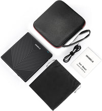 ORIGBELIE External CD DVD Drive, Ultra Slim CD Burner USB 3.0 with 4 USB Ports and 2 TF/SD Card Slots, Optical Disk Drive for Laptop Mac PC Windows 11/10/8/7 Linux OS with Carrying Case