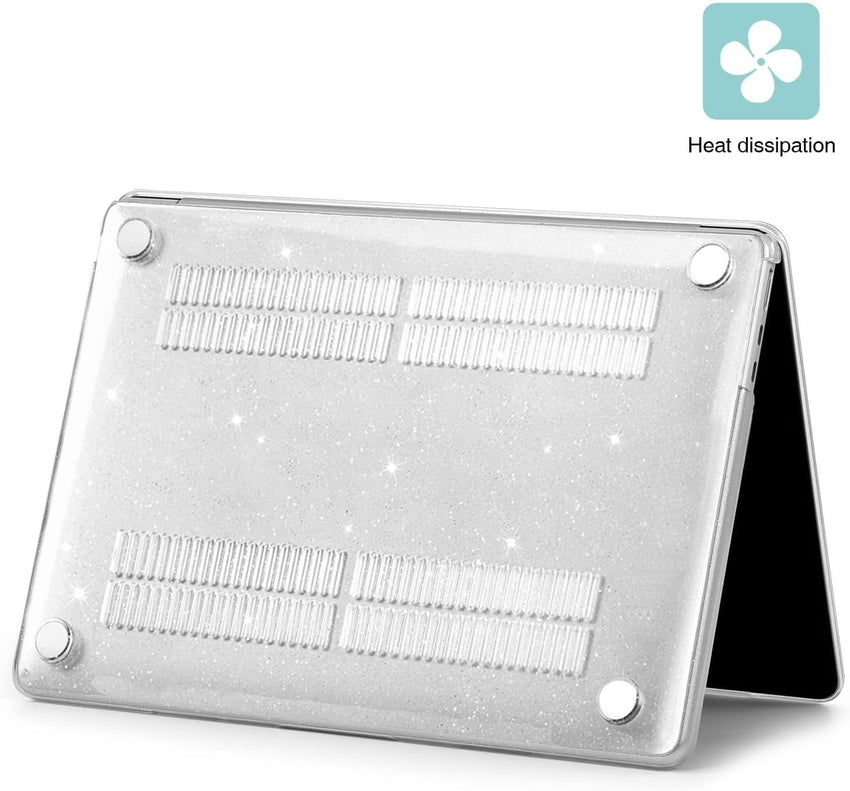 EooCoo Sparkly Case compatible for Macbook Air 13 inch M4 M3 M2 2025 2024 2022 Release, A3240 A3113 A2681 with Touch ID, Transparent Plastic Hard Shell Cover Mac 13.6 - Glitter Crystal Clear