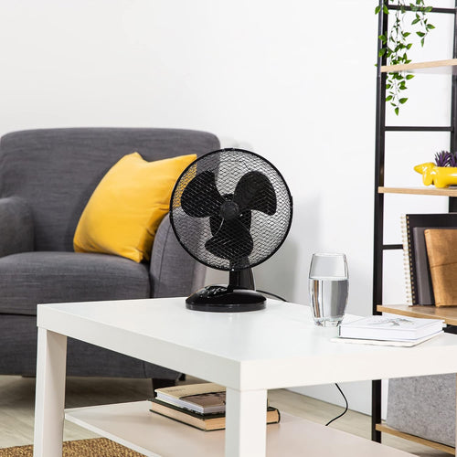 Zanussi 9" Inch, Portable Desk Fan, 2 Speed Settings, Wide-Angled Oscillation, Quiet Operation, Perfect for Bedroom or Office, Black - ZNPDF0921B