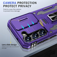 BaHaHoues for Samsung Galaxy S23 Case with Slide Camera Cover and 360^0 Rotatable Magnetic Kickstand Ring, Military Grade Shockproof Protective Case for Galaxy S23 5G (Purple)