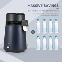 CO-Z 4L Water Distiller, 1.1 Gallon Countertop Distilled Water Machine with Glass Pot, 750W Distilled Water Maker for Pure Water, 304 Stainless Steel Water Distiller Machine for Home Office Travel