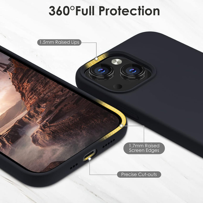 OitiYaa Silicone Case Compatible with iPhone 14 Case 6.1 Inch, Soft Ultra Slim Protective Shockproof Liquid Silicone Phone Case with Anti-Scratch Microfiber Lining, Black