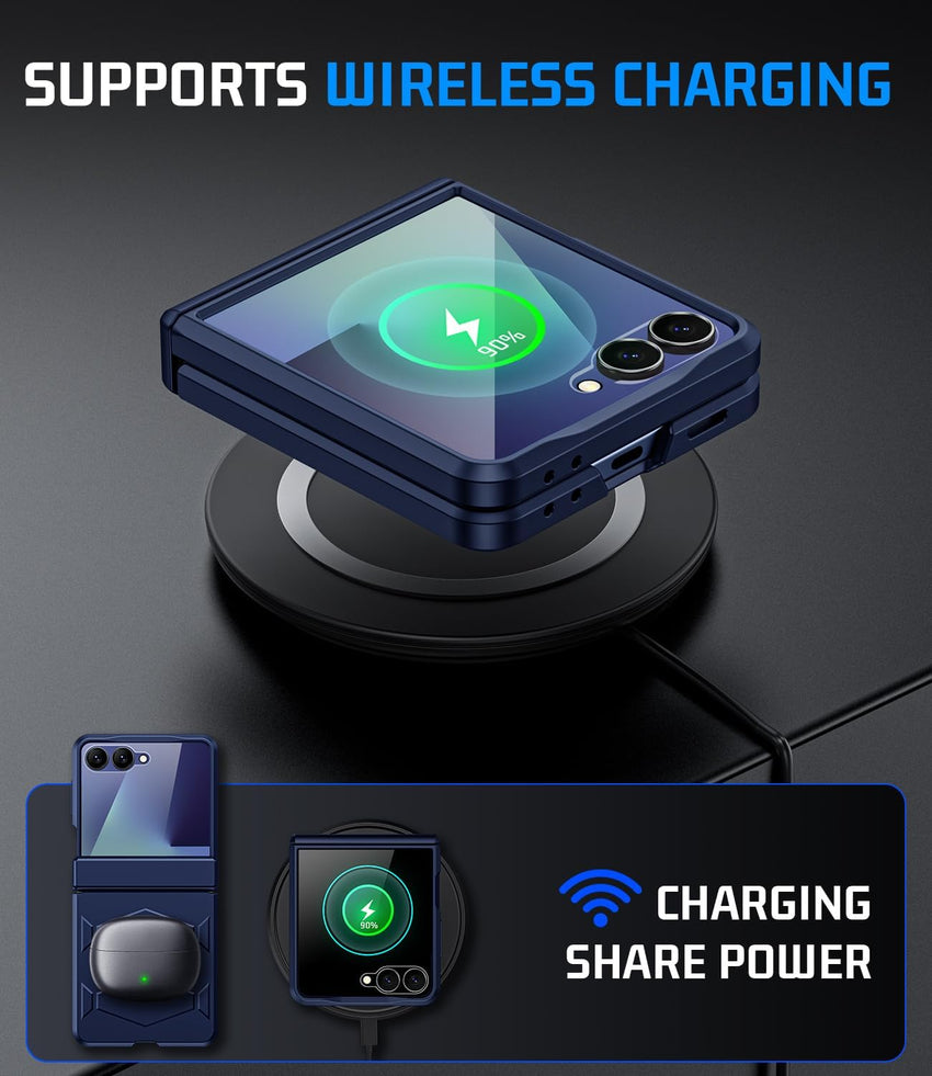 Samsung Galaxy Z Flip7 Rugged FullâBody Case NonâSlip Hinge Protection Fast Wireless Charging â Blue