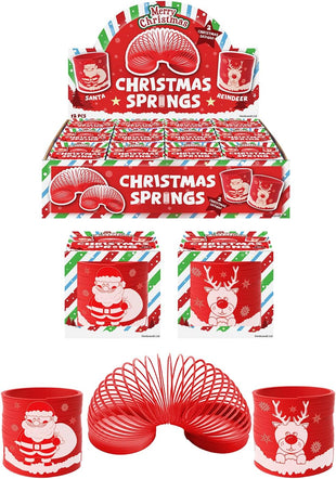 Christmas Magic Spring Toys Pack 12 6.5cm Assorted Santa & Reindeer â Red
