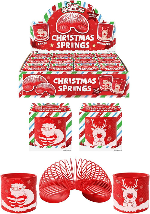 Christmas Magic Spring Toys Pack 12 6.5cm Assorted Santa & Reindeer â Red