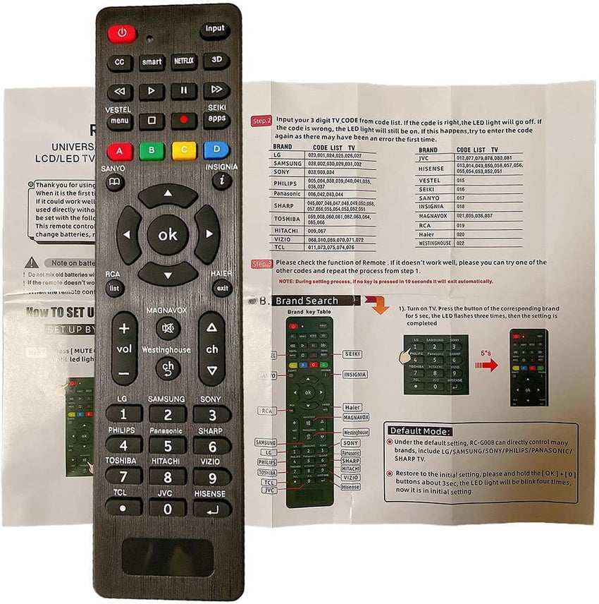 Universal TV Remote Control INCL Batteries - universal remote control for tv Samsung, Vizio, Sony, Panasonic, Smart TV, HAIER, Toshiba, Philips, TCL tv remote control universal