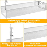 Rppiup Under Desk Cable Management Tray, No Drill Steel Cable Management Under Desk tray, Hollow Sturdy Metal Mesh Table Wire Organiser No Damage to Table, for Office Home Kitchens