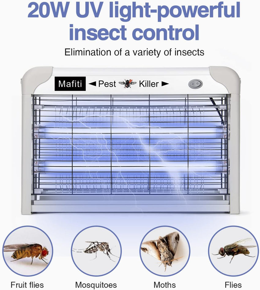 Mafiti Fly Killer,Electric Insect Killer Indoor Mosquito Zapper Attracting Flies with UV Light 20W for Kitchen,Home,Indoor Garden Yard Commercial or Domestic Usage