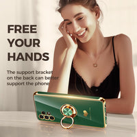 Nonional for Samsung Galaxy A32 5G Case with 2 Pack Screen Protector, 360^0 Rotatable Ring Holder [Luxury Hearts Pattern] Plating Gold Edge Slim Soft Phone Cover Case for Galaxy A32 - Green