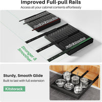Pull-Out Cabinet Organiser 2-Pack Extendable Slide-Out Drawers Nano Tape or Screws â 43D x 30-50W x 5.8H cm