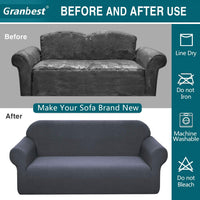Granbest Premuim Water Repellent Armchair Covers 1 Piece Stretch Chair Slipcover for Living Room Non Slip Chair Protector Jacquard Sofa Cover 1 Seater Chair Covers (1 Seater, Grey)