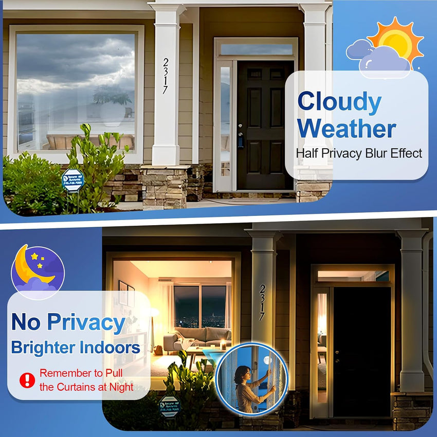Lifetree One Way Clear Window Film Privacy : Heat Reflective Mirror Window Film Anti Glare, UV Window Tint Film Sun Blocker for Hom Office (Silver-silver, 75 * 200cm)