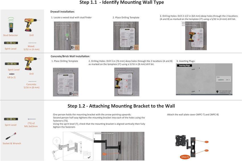 Amazon Basics Full-Motion TV Wall Mount For 12-Inch to 40-Inch, 30.5 - 101.6 cm TVs and VESA 200 x 200, Black