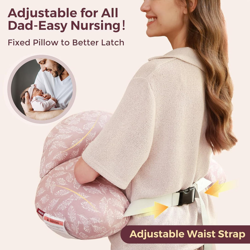 momcozy Nursing Pillow With Breastfeeding - Ergonomic Support & Original Security Fence to Baby' Safety - Making Breastfeeding Easy and Comfort for Mom & Baby - Removable Cotton Cover, Pink