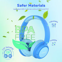 iClever BTH22 Kids Headphones Wireless, 60H Play Time, 74/85 dBA Safe Volume, Bluetooth 5.4, Over Ear Kids Bluetooth Toddler Headphones with Mic AUX Cord for iPad/Tablet/Trave/School
