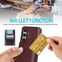 Asuwish Phone Case for Samsung Galaxy A35 5G with Tempered Glass Screen Protector Credit Card Holder Wallet Cover Stand Leather Cell Accessories Glaxay A 35 35A A355G SM-A356U A356E Women Men Brown