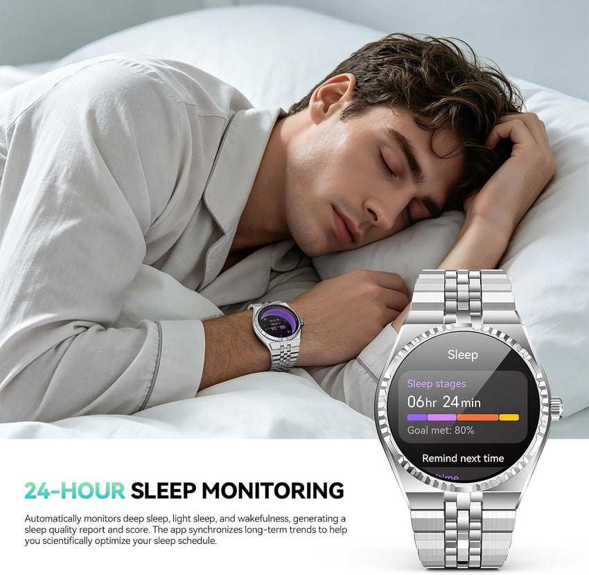 Smartwatch 1.32" AMOLED Bluetooth Calls 160+ Sports HR SpO2 BP Sleep Waterproof Silver