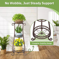 3-Tier Metal Plant Stand Tall Stable Flower Rack for Large Pots Bronze