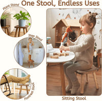 YOUEON Small Wooden Stool, 24 cm Non-Slip One Step Stool for Adults Kids, Holds up to 300 Lbs, Portable & Sturdy, Small Footstool for Bedroom, Bathroom, Kitchen, Easy to Assemble
