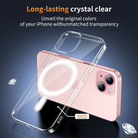 YNMEacc 5 in 1 Magnetic for iPhone 15 Case with 2X Screen Protector + 2 Lens Protector, [Compatible with MagSafe] Slim Soft TPU Silicone Shockproof Anti-Scratch Phone Cover - Clear