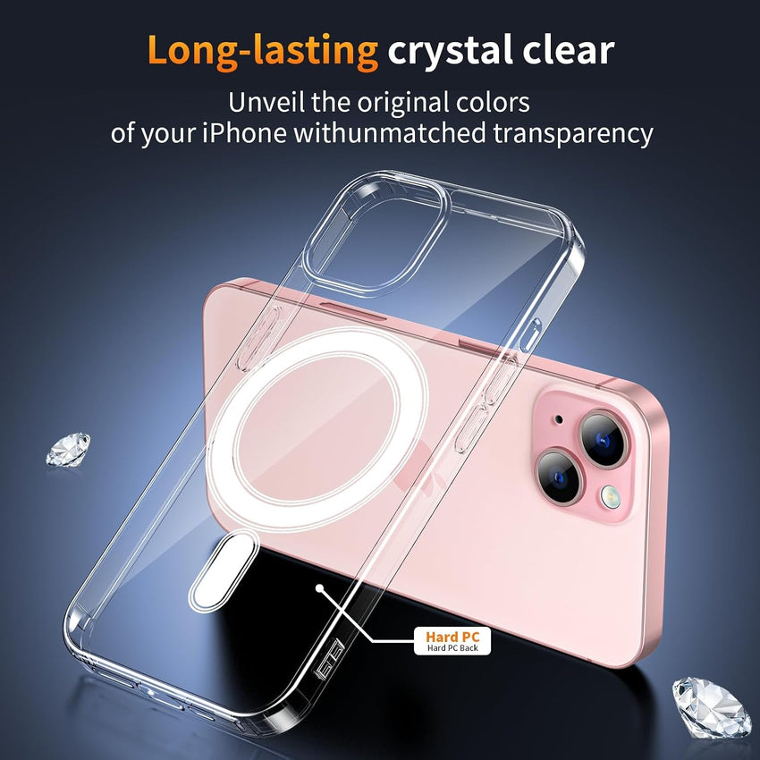 YNMEacc 5 in 1 Magnetic for iPhone 15 Case with 2X Screen Protector + 2 Lens Protector, [Compatible with MagSafe] Slim Soft TPU Silicone Shockproof Anti-Scratch Phone Cover - Clear